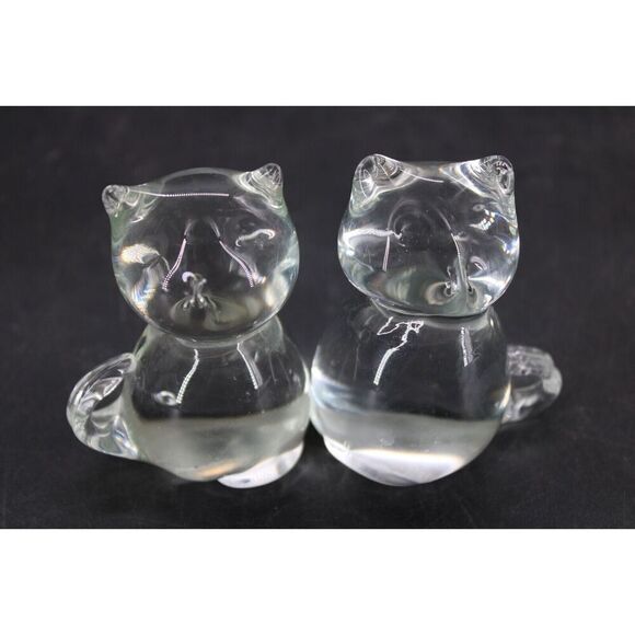CAT FIGURINE ART GLASS 3" SET PAIR - Picture 2 of 7